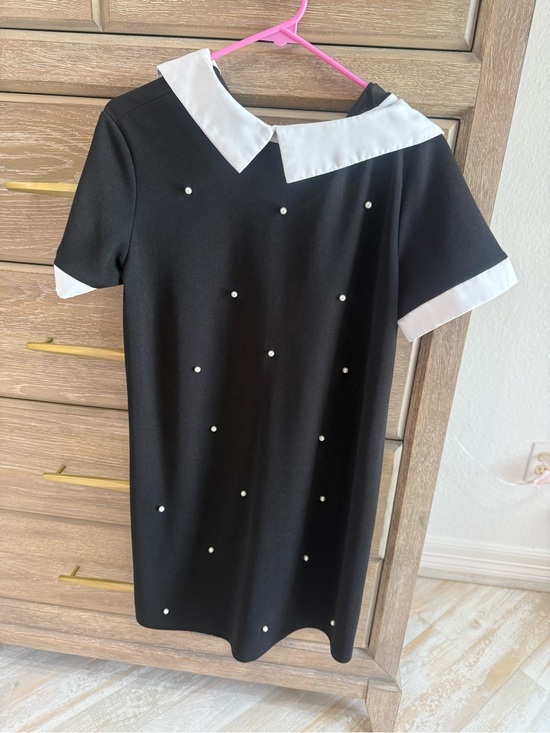 Emery Rose Dresses & Skirts - Black Mini Dress with White Collar and Pearl Accents